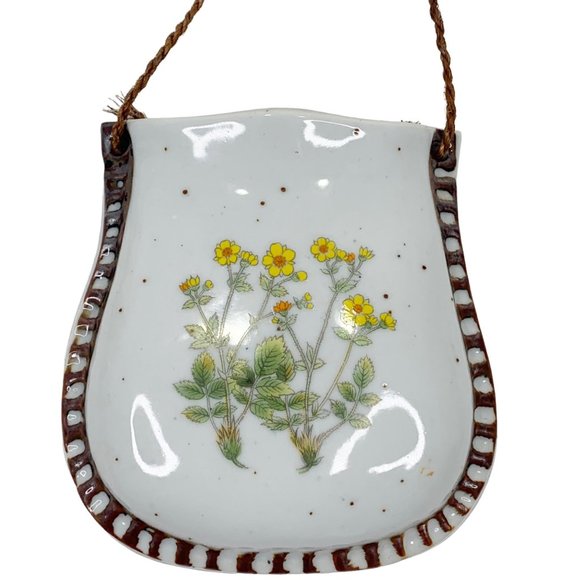 Vintage Wall Pocket Floral Yellow Flowers Counterpoint Made in Japan Stoneware